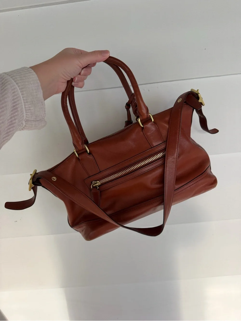Coach Chestnut Brown Leather Shoulder Bag with Tassels